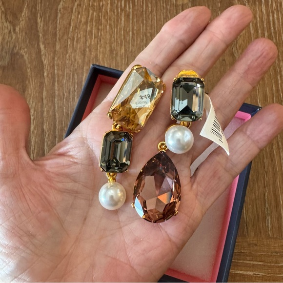 NWT Oscar de la Renta gemstone mismatched drop earrings - Picture 4 of 13